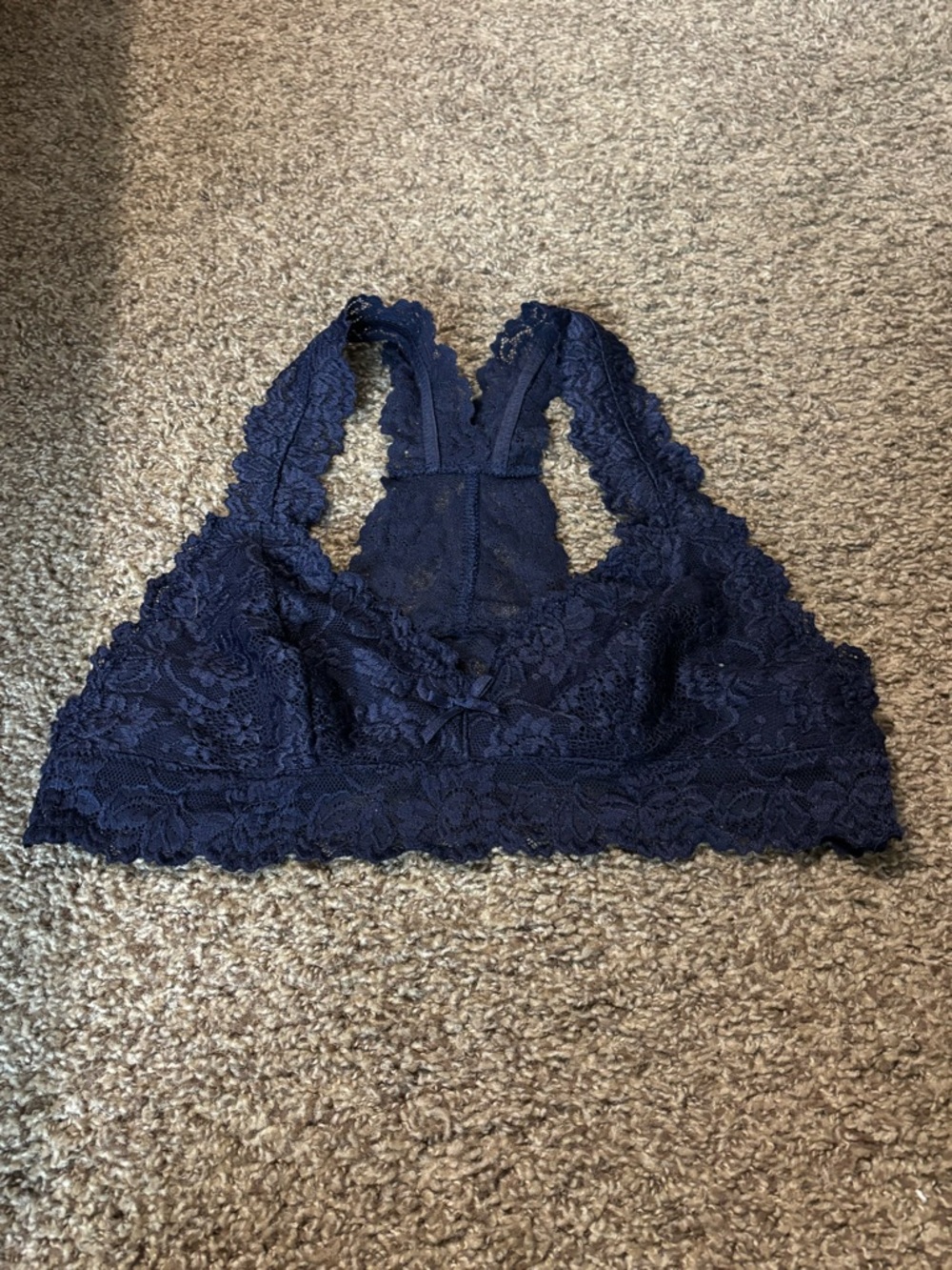 NWOT Lace Racerback Bralette - Navy. Super pretty. Lightweight & soft! Large.